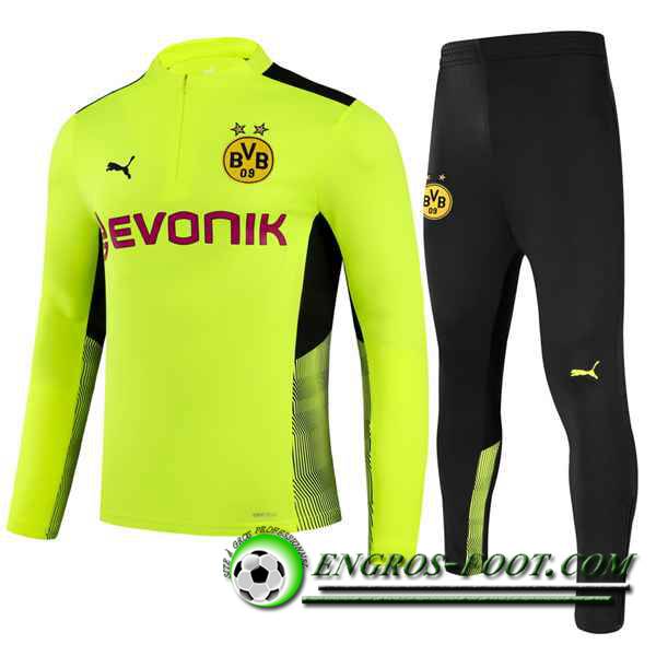 Ensemble Survetement de Foot Dortmund BVB Enfant Vert/Noir 2021/2022