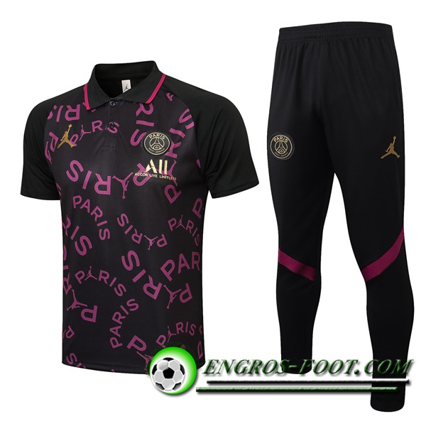 Ensemble Polo Jordan PSG + Pantalon Noir/Pourpre 2021/2022