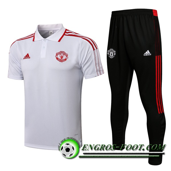 Ensemble Polo Manchester United + Pantalon Rouge/Blanc 2021/2022 -01