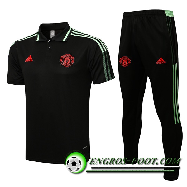 Ensemble Polo Manchester United + Pantalon Noir/Vert 2021/2022