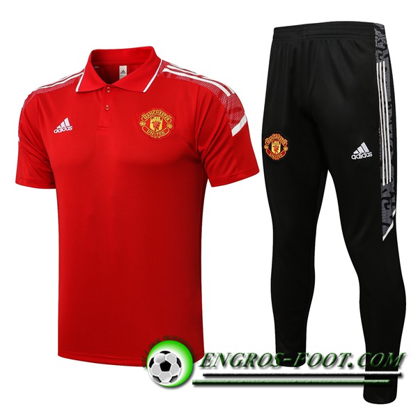 Ensemble Polo Manchester United + Pantalon Blanc/Rouge 2021/2022 -01