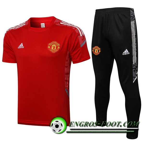 Ensemble Polo Manchester United + Pantalon Blanc/Rouge 2021/2022 -02