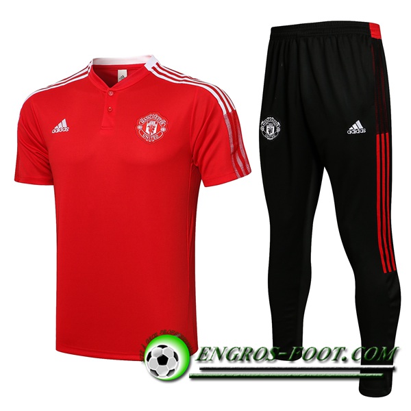 Ensemble Polo Manchester United + Pantalon Blanc/Rouge 2021/2022