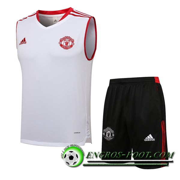 Ensemble Training Debardeur Manchester United + Short Blanc 2021/2022