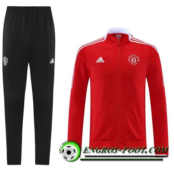 Ensemble Survetement de Foot - Veste Manchester United Rouge/Blanc 2021/2022