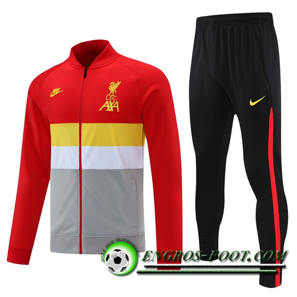 Ensemble Survetement de Foot - Veste FC Liverpool Rouge/Jaune/Blanc/Gris 2021/2022