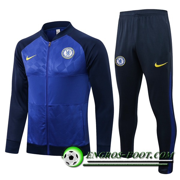 Ensemble Survetement de Foot - Veste FC Chelsea Noir/Bleu 2021/2022