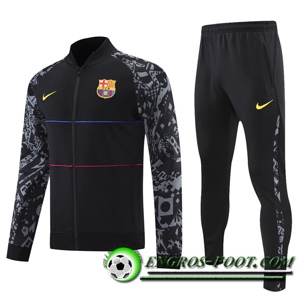 Ensemble Survetement de Foot - Veste FC Barcelone Noir/Gris 2021/2022