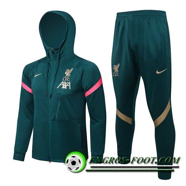 Ensemble Veste A Capuche Survetement - Veste FC Liverpool Vert 2021/2022