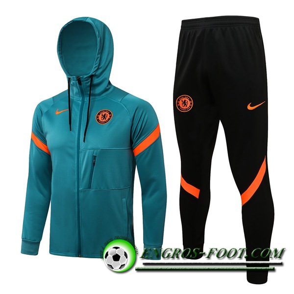 Ensemble Veste A Capuche Survetement - Veste FC Chelsea Vert 2021/2022