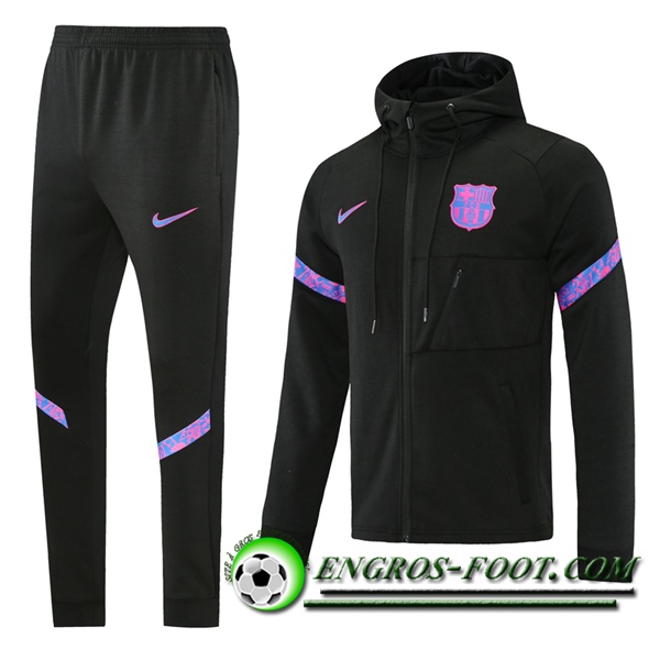 Ensemble Veste A Capuche Survetement - Veste FC Barcelone Noir/Pourpre 2021/2022