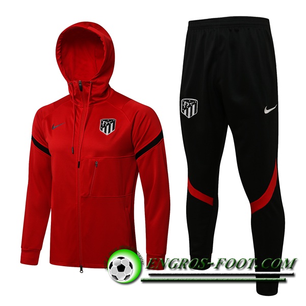 Ensemble Veste A Capuche Survetement - Veste Atletico Madrid Rouge/Noir 2021/2022