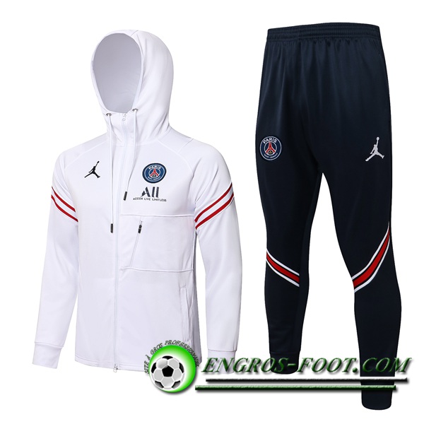 Ensemble Veste A Capuche Survetement - Veste Jordon PSG Blanc 2021/2022