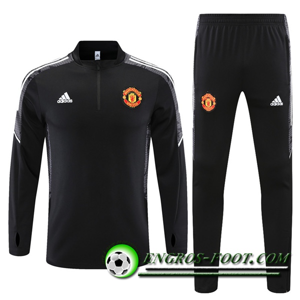 Ensemble Survetement de Foot Manchester United Enfant Blanc/Noir 2021/2022