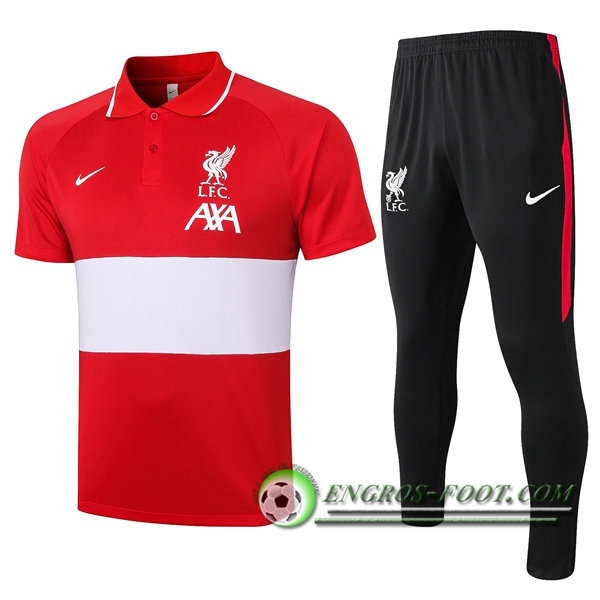 Ensemble Polo FC Liverpool + Pantalon Blanc/Rouge 2020/2021