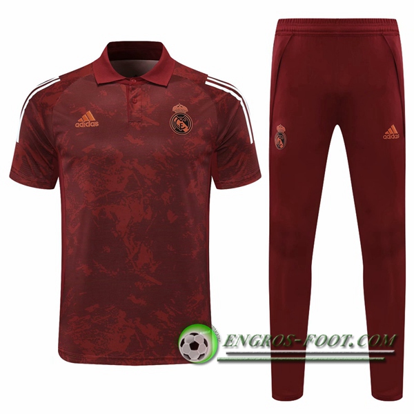 Ensemble Polo Real Madrid + Pantalon Marron/Blanc 2020/2021