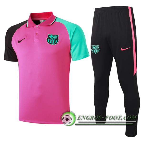 Ensemble Polo FC Barcelone + Pantalon Rose/Noir 2020/2021