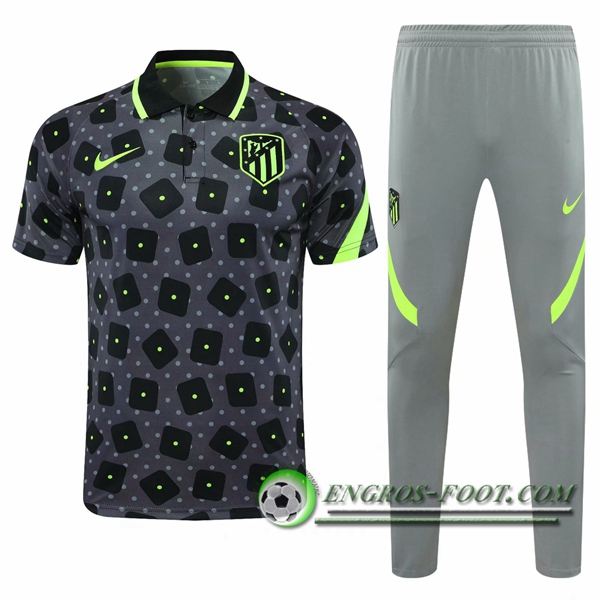 Ensemble Polo Atletico Madrid + Pantalon Noir/Volt 2020/2021