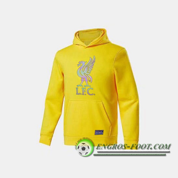 Engros-foot: Sweatshirt Training Capuche FC Liverpool Jaune 2020/2021 Thailande