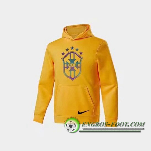 Engros-foot: Sweatshirt Training Capuche Brésil Jaune 2020/2021 Thailande