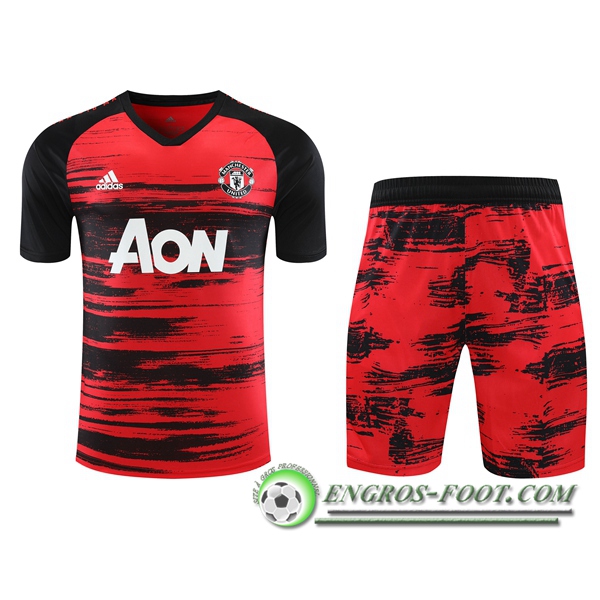 Ensemble Training T-Shirts Manchester United + Shorts Rouge/Noir 2020/2021