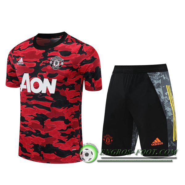 Ensemble Training T-Shirts Manchester United + Shorts Noir/Rouge 2020/2021