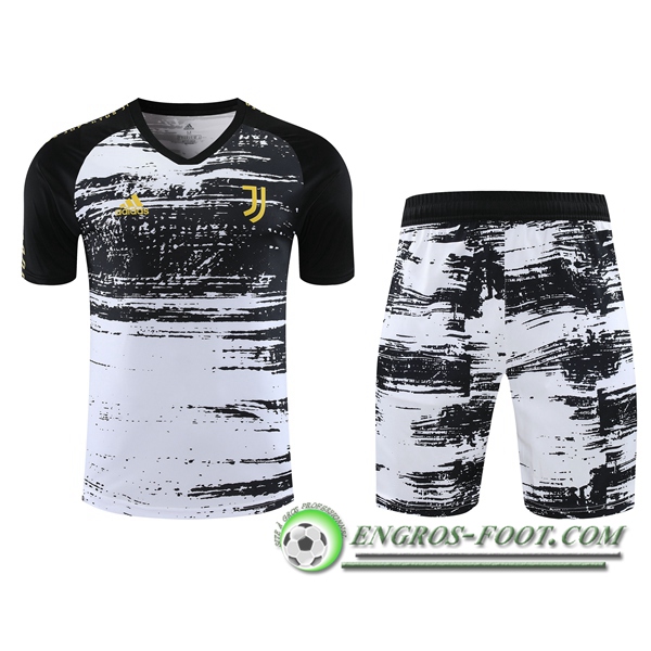 Ensemble Training T-Shirts Juventus + Shorts Blanc/Noir 2020/2021