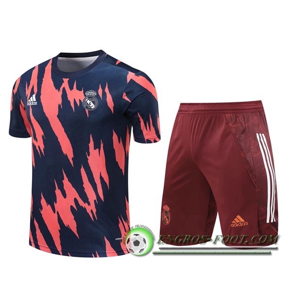 Ensemble Training T-Shirts Real Madrid + Shorts Marron/Bleu 2020/2021