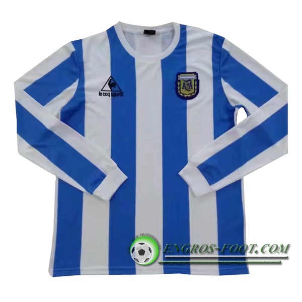 Engros-foot: Jeu Maillot de Argentine Retro Domicile Manche Longue 1986 Thailande