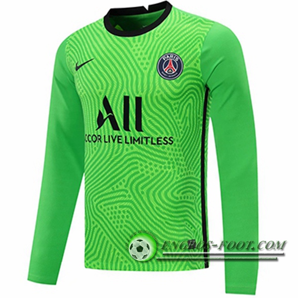 Engros-foot: Jeu Maillot de Foot PSG Gardien De But Vert Manche longue 2020/2021 Thailande