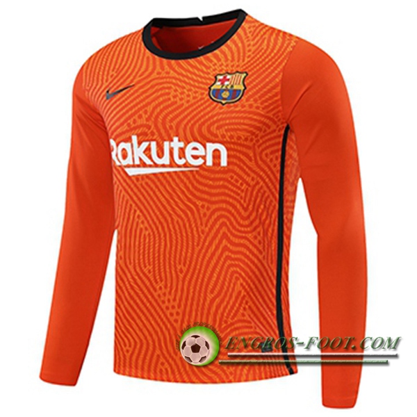 Engros-foot: Jeu Maillot FC Barcelone Gardien De But Orange Manche longue 2020/2021 Thailande