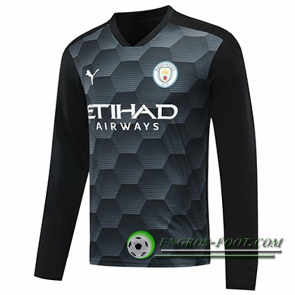 Engros-foot: Jeu Maillot Manchester City Gardien De But Noir Manche longue 2020/2021 Thailande