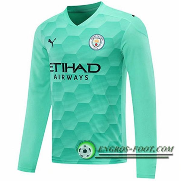 Engros-foot: Jeu Maillot Manchester City Gardien De But Vert Clair Manche longue 2020/2021 Thailande