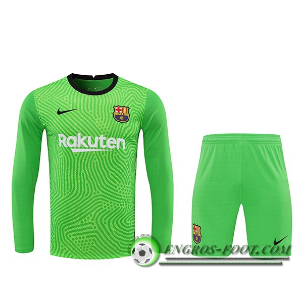 Engros-foot: Jeu Maillot FC Barcelone Gardien De But Vert Manche longue 2020/2021 Thailande