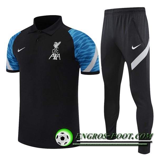 Ensemble Polo FC Liverpool + Pantalon Noir/Bleu 2021/2022