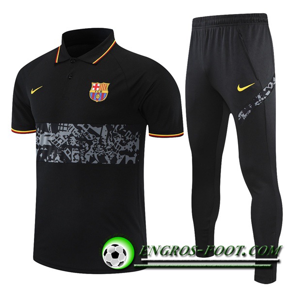 Ensemble Polo FC Barcelone + Pantalon Noir/Gris 2021/2022