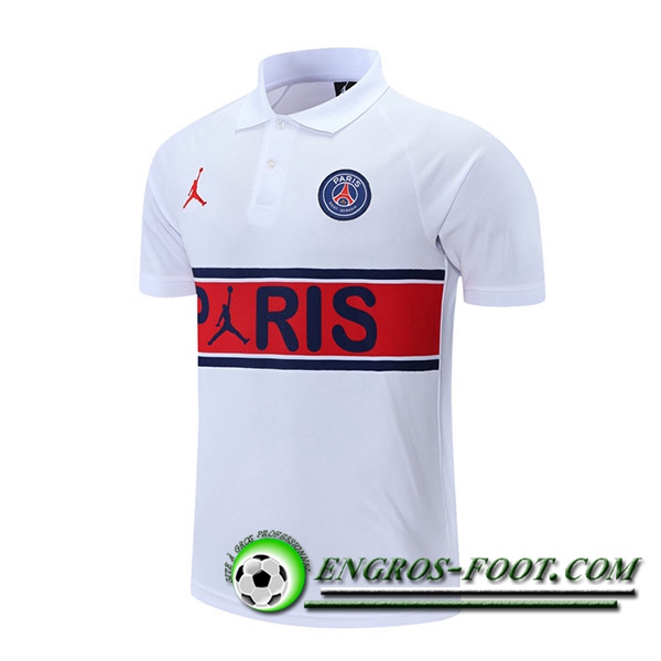 Polo Foot Jordan PSG Blanc/Rouge 2021/2022