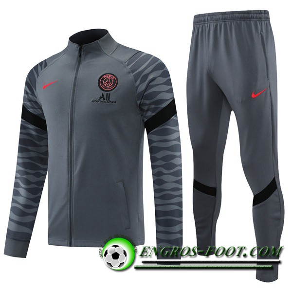 Ensemble Survetement de Foot - Veste Jordan PSG Gris 2021/2022