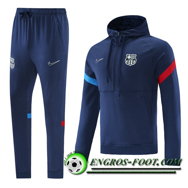 Ensemble Veste A Capuche Survetement Foot FC Barcelone Bleu Marin/Rouge/Bleu 2021/2022