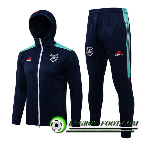 Ensemble Veste A Capuche Survetement - Veste FC Arsenal Bleu Marin/Vert 2021/2022