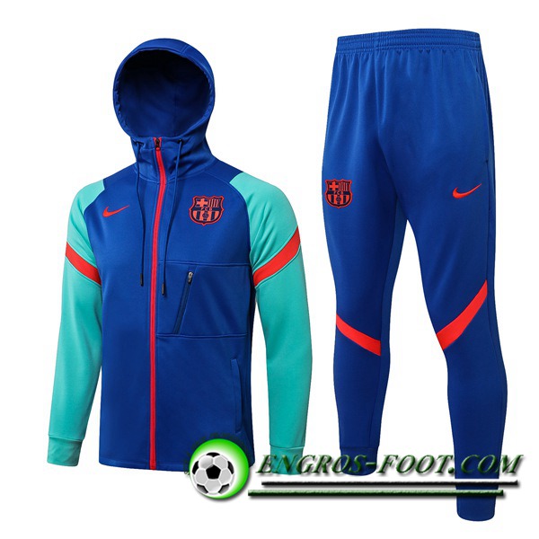 Ensemble Veste A Capuche Survetement - Veste FC Barcelone Bleu/Vert 2021/2022