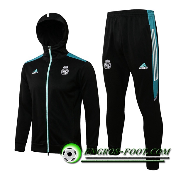 Ensemble Veste A Capuche Survetement - Veste Real Madrid Noir/Vert 2021/2022