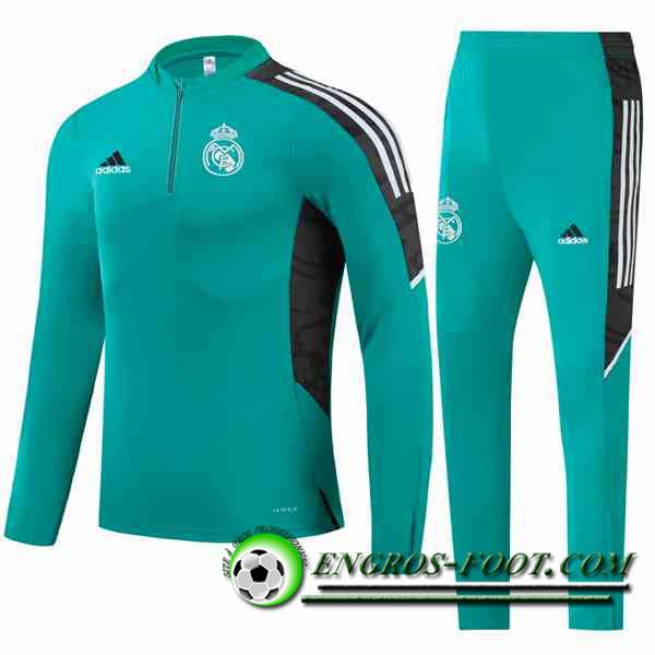 Ensemble Survetement de Foot Real Madrid Enfant Vert/Noir 2021/2022