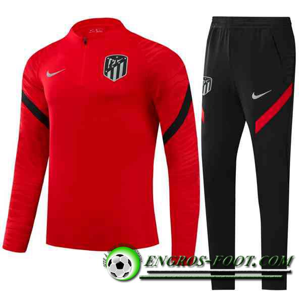 Ensemble Survetement de Foot Atletico Madrid Enfant Rouge/Noir 2021/2022