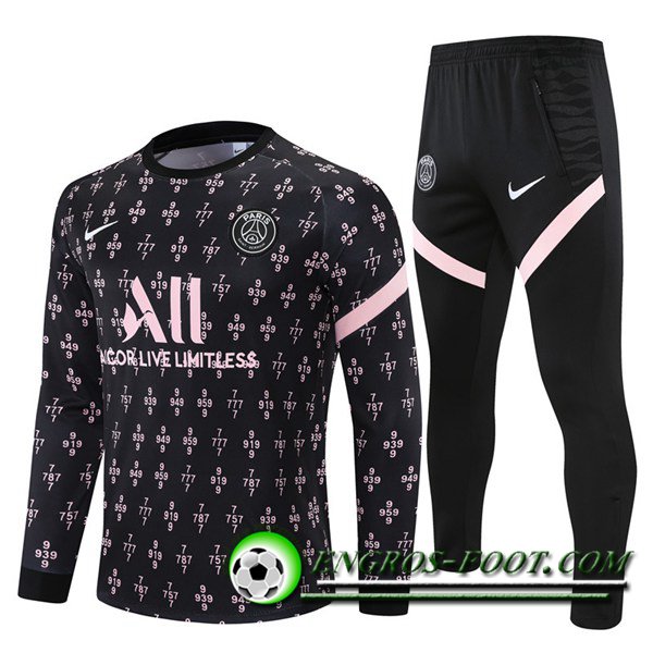 Ensemble Survetement de Foot Jordan PSG Enfant Noir/Rose 2021/2022