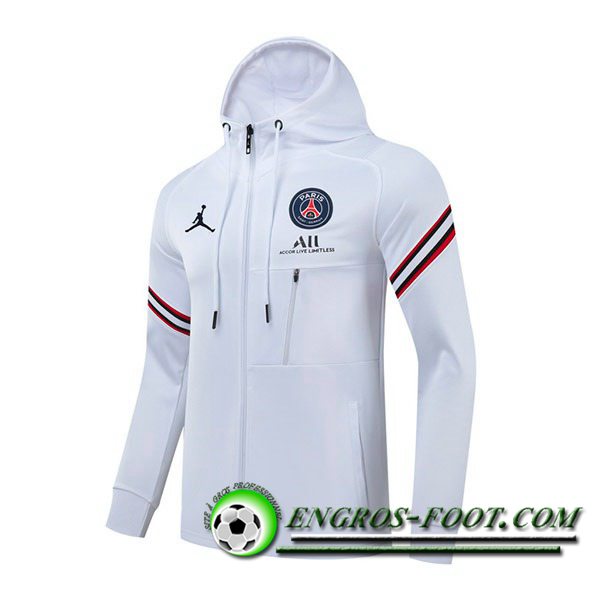 Veste A Capuche Jordon PSG Blanc/Rouge/Noir 2021/2022