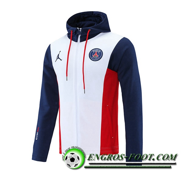 Veste A Capuche Jordon PSG Blanc/Noir/Rouge 2021/2022