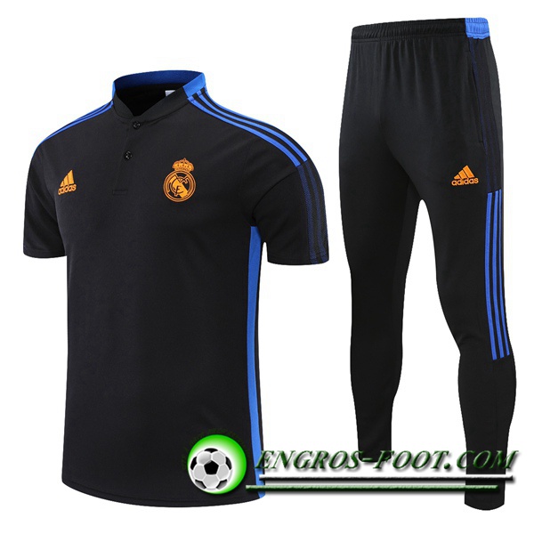 Ensemble Polo Real Madrid + Pantalon Noir/Bleu 2021/2022