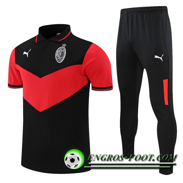 Ensemble Polo Milan AC + Pantalon Noir/Rouge 2021/2022