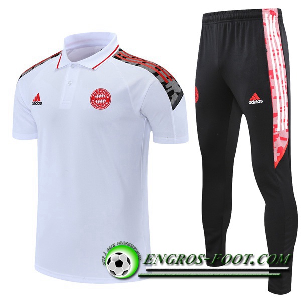 Ensemble Polo Bayern Munich + Pantalon Blanc/Rouge 2021/2022